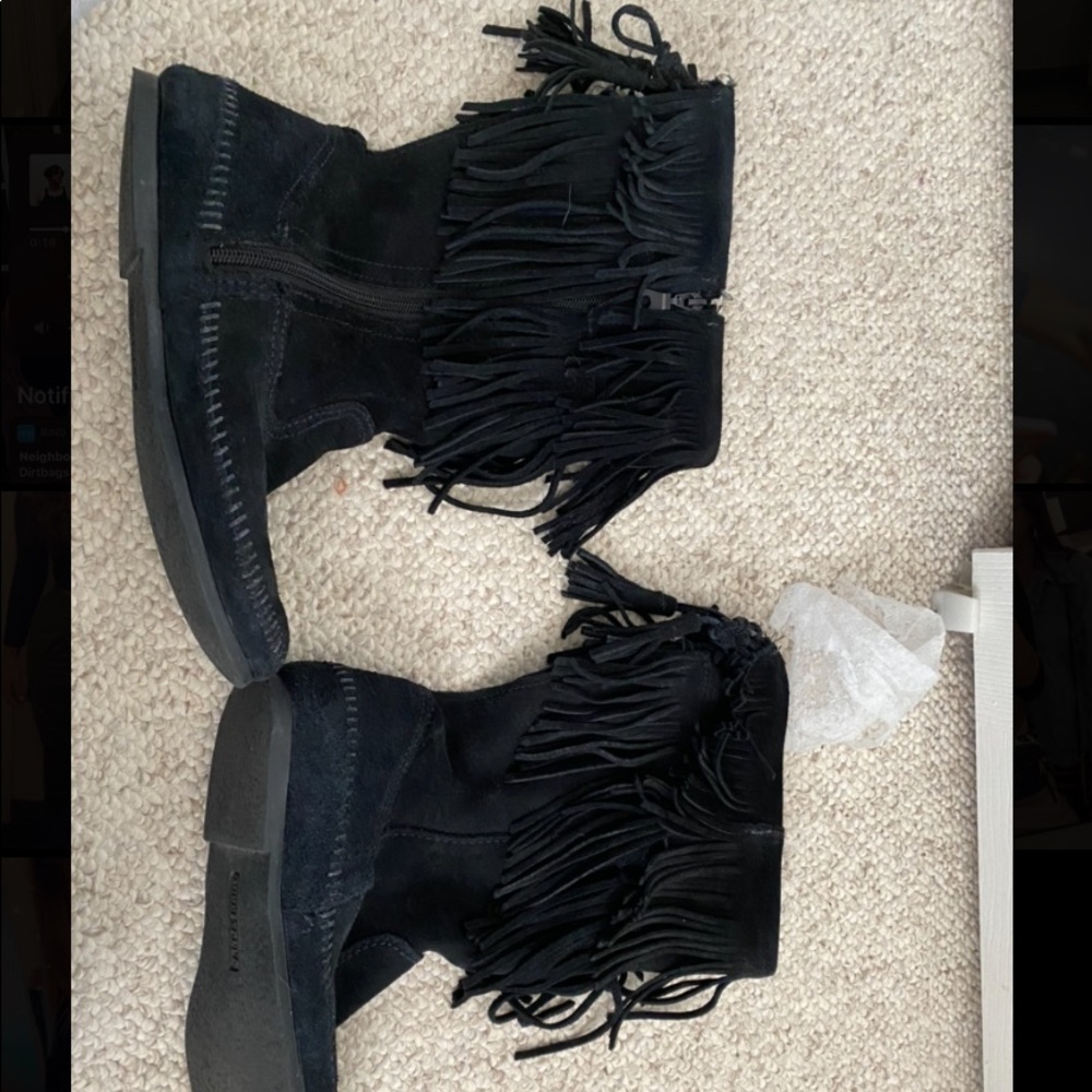 Authentic Leather Fringe Black boots